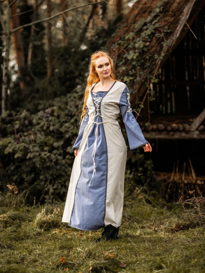 Baummwoll Mittelalter Kleid "Amalia" blau